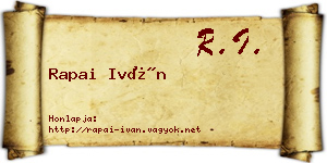 Rapai Iván névjegykártya